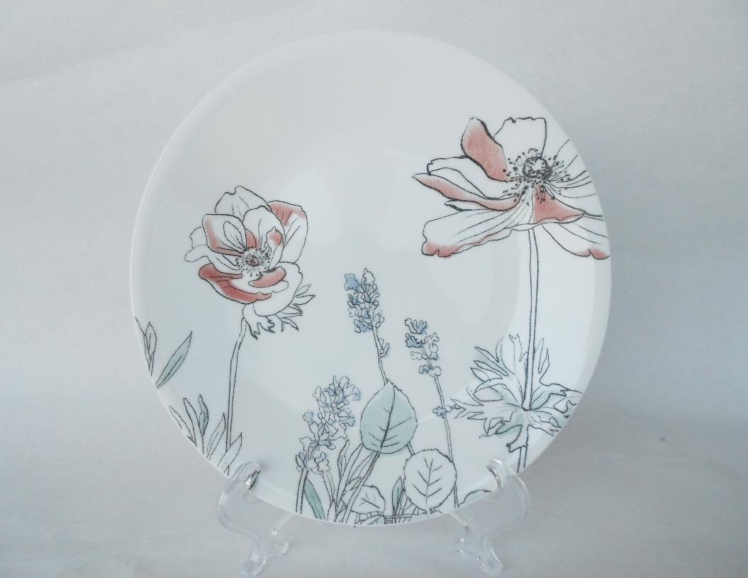 ❤️ NEW 12-pc Corelle Signature POPPY PRINT DINNERWARE SET Pale Pink White Floral