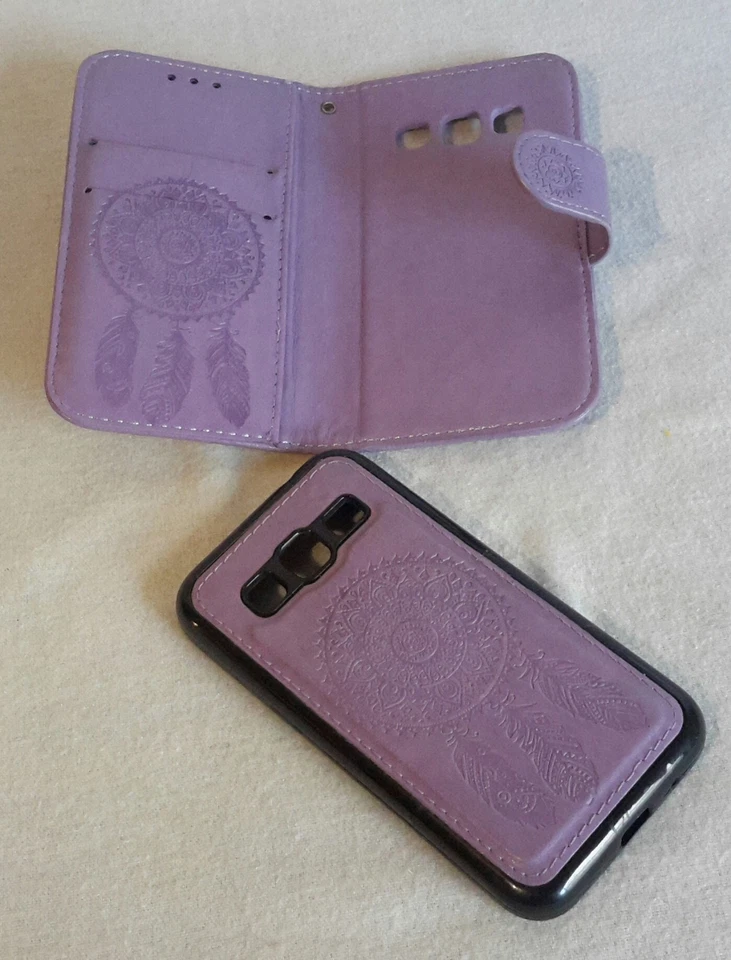 Funda tipo billetera magnética Samsung Core Prime/Galaxy Prevail LTE de cuero atrapasueños Foto 2 de 4