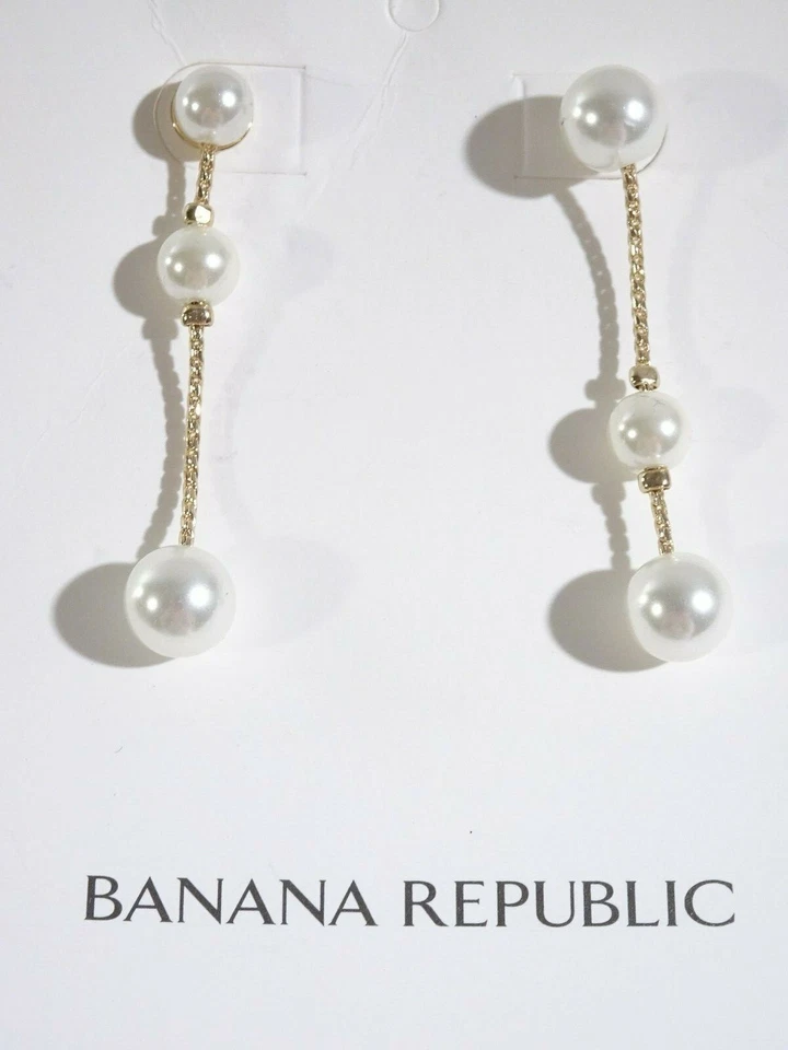 Pendientes Banana Republic para mujer cuerda dorada perlas alambre nuevos con etiquetas 48,00 Foto 4 de 4