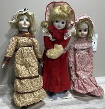 Lot of 3 Vintage Porcelain And Bisque Dolls 18 in One Has Broken Foot