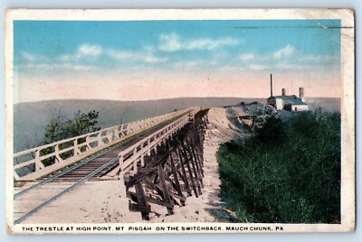 c1911 Mauch Chunk Pennsylvania Postcard Trestle High Point Mt. Pisgah Switchback