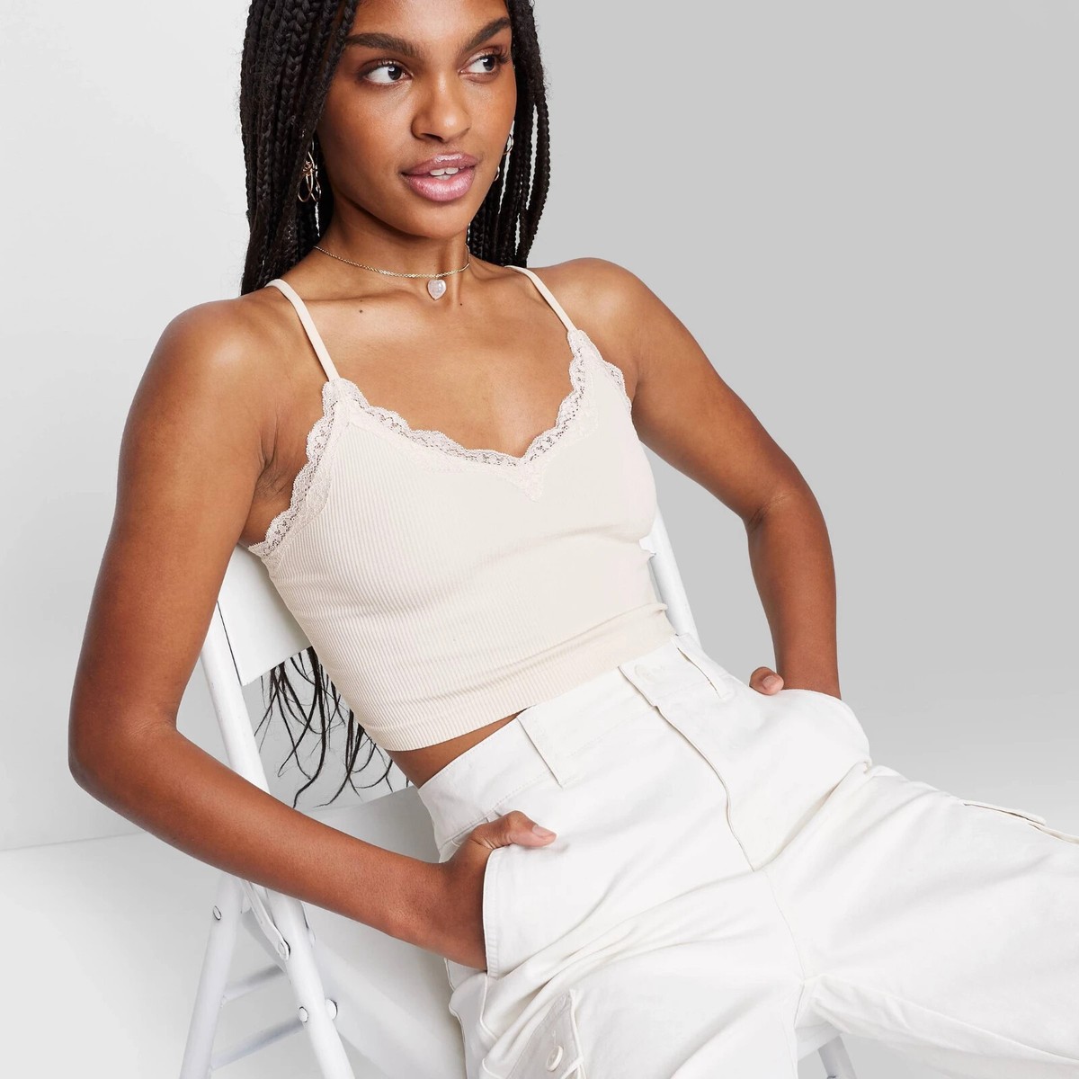 Medium - Womens Lace Trim Seamless Tank Top - Wild Fable