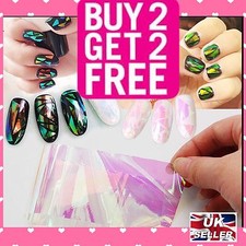 Image of Rainbow Mirror Chrome Nail Foil Aurora Shattered Effect Stickers Art Design