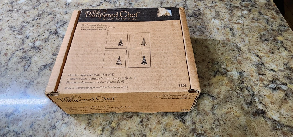 Pampered Chef Holiday Vorspeisenteller 4er Set Weihnachtsbaum Designs #2808