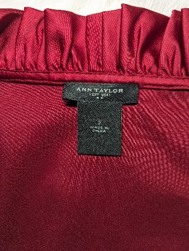 ANN TAYLOR Satin Rich PIN UP 50's Peplum Top Blou… - image 4