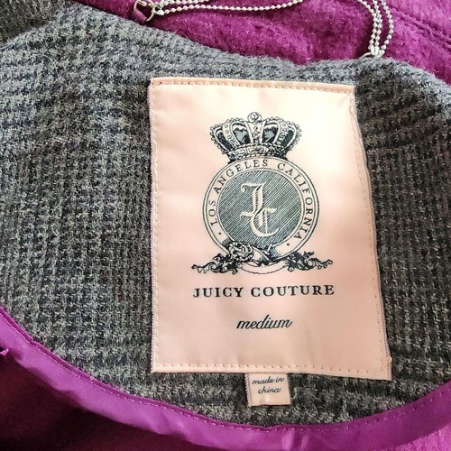 NWOT Juicy Couture gray houndstooth purple blazer jacket adorb M - Picture 10 of 13