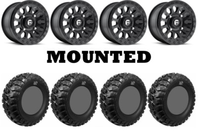 Kit 4 GBC Kanati Mongrel Tires 27x9-14 on Fuel Vector Matte Black D579 550