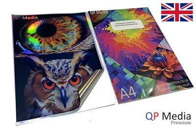 QP MEDIA A4 Holographic Rainbow Gloss Photo Quality Inkjet Printable Vinyl Sticker Paper