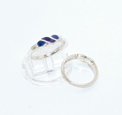 2.07 grams Triple Blue Inlay Accents .925 Sterling Silver Ring ... R1
