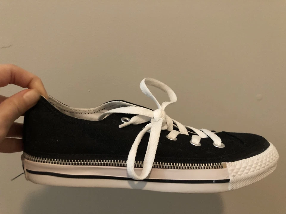 ALL STAR Converse Classic Black Canvas With Side Zipper Details 6M - Photo 4/4