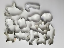 Metal Cookie Cutters animals fruit ghost candy cane Butterfly hearts Lot of 12