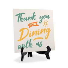 Thank You for Dining with Us 5"x 5" Square Table Sign With Acrylic Easel