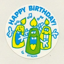 Trend Scratch And Sniff Glossy Party Time Candles Stinky Stickers Single w TM
