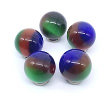 16mm Nimbus Tri-Color Cat's Eye Marble Fiber Optic Spheres - 5 Pack with stands