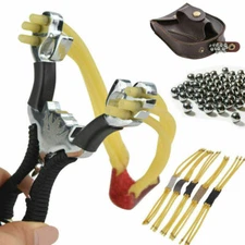 Pro Catapult Slingshot Stainless Steel Outdoor Hunting W/ Rubber Bands Powerful