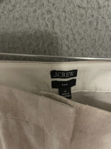 J. Crew Dress Pants Womens Kate Beige Linen Blend Size 16 Adult - Picture 3 of 5