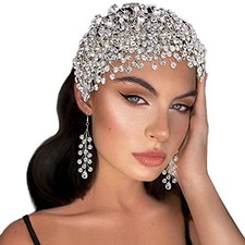 HP376 Silver Rhinestone Wedding Headpiece for Women Handmade Bridal Headwear