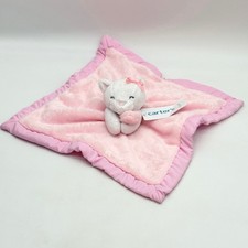 Carter  s Pink  White Kitty Cat Baby Security Blanket Closed Eyes NEW
