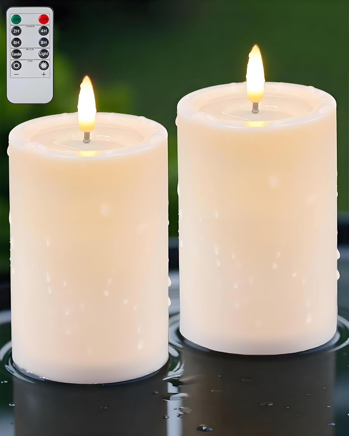 3"x4" Outdoor Waterproof Flameless Candles with Remote and T