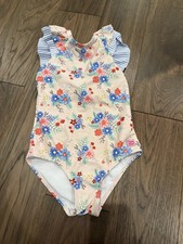 RuffleButts Floral  Seersucker Ruffle One-Piece Swimsuit