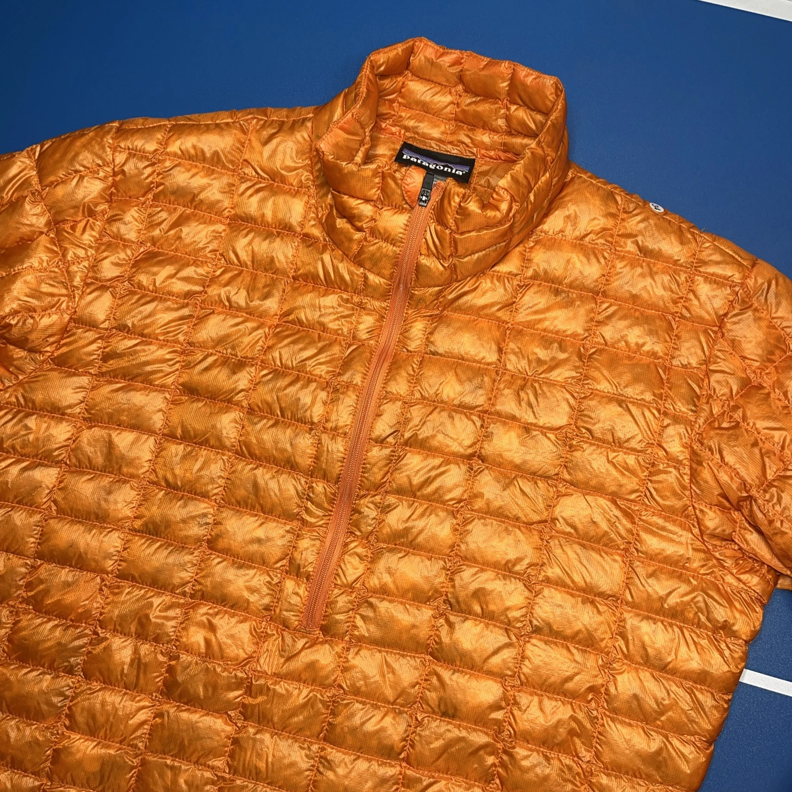 patagonia vintage goose down puffer lightweight 1/2 zip jacket