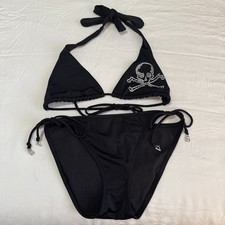 Vintage Y2K Victoria s Secret Rhinestone Jewel Skull Rare Bikini Set Size Medium