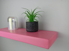 Floating Chunky Handmade Baby Pink  Wooden  Shelf  6" 7" 9" + Invisible Supports