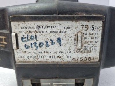General Electric 750X41G8 Current Transformer JKM-0 75;5AMP