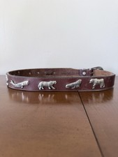 Vintage 90s Honest Leather Belt Brass Zoo Animals Zebra Cheetah Bear Turtle 30