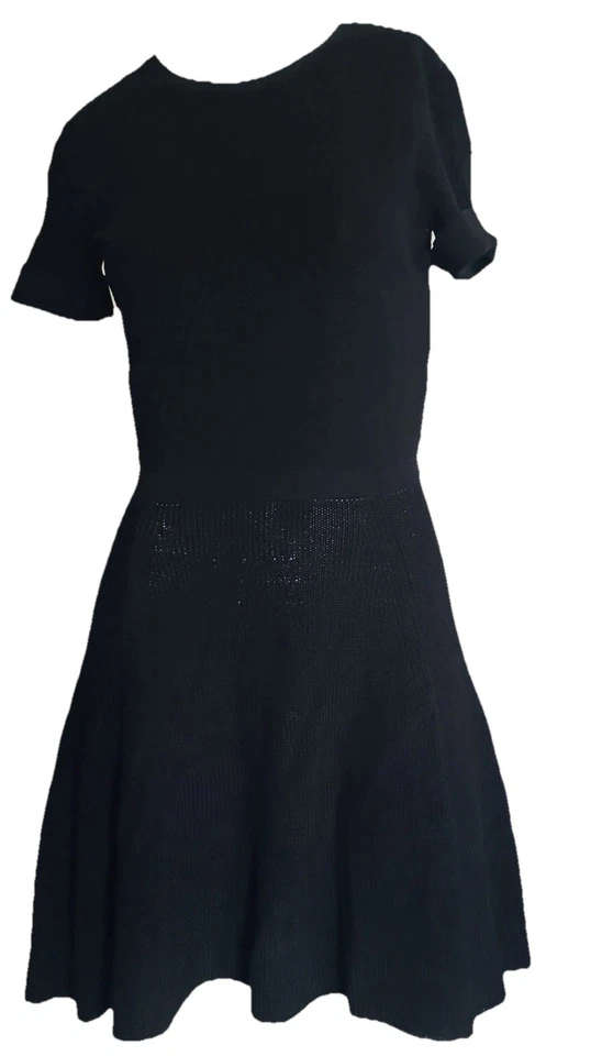 Red Valentino Mesh Crochet Back Bow Dress Above Knee Black Stretch Sz Small - Image 2 of 4