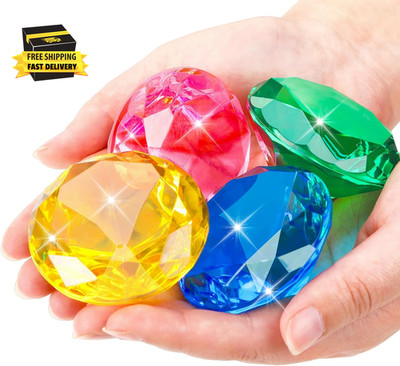Extra Big Diving Gems, 60 MM Extra Large Diamond Pool Toys Huge Colorful Acrylic