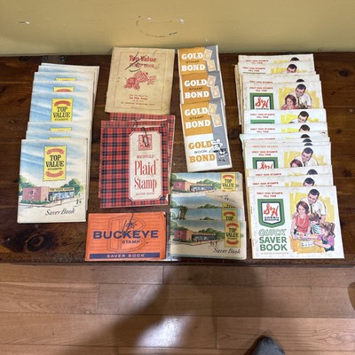 Huge Vintage Lot of Gold Bond Stamps Merchants Green Stamps Top Value Stamp Book