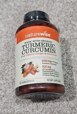 NatureWise Curcumin Turmeric 2250mg 2 Month Supply *LARGER 180 Caps Bioperine