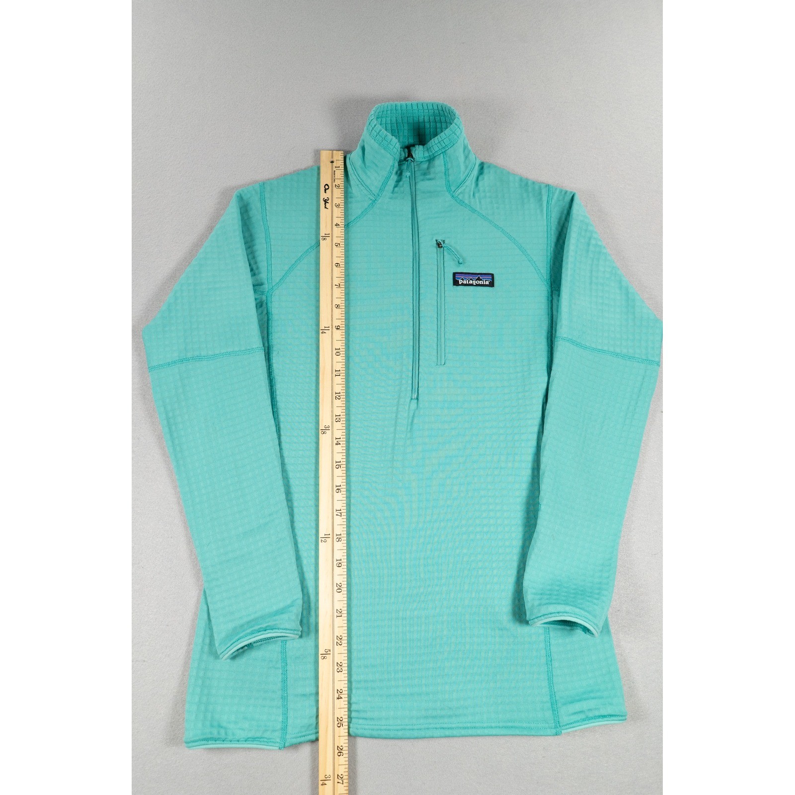 Patagonia R1 Women's XS Aqua Grid Fleece 1/4 Zip Pullover Hiking Outdoor Jacket image 5