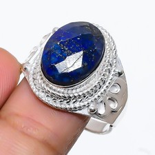 Lapis Lazuli Gemstone 925 Sterling Silver Jewelry All Size Ring For Gift