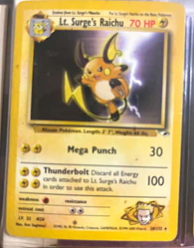 Pokemon TCG Gym Heroes Lt. Surge's Raichu 28/132 70 HP NON Holo Rare Unlimited