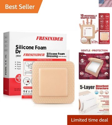 Multilayered 4 x 4 Inches Silicone Foam Dressing - Pain-Free Healing Pack of 10