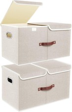Extra Large Collapsible Storage Bins W/ Lids  Compartments Washable Fabric