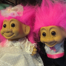 Troll Dolls Lot Pink Hair Wedding Outfits Removable Clothes Fantasy Set