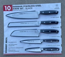 New Schmidt Bros German Stainless Steel 10 Piece Knife And Sheath Set