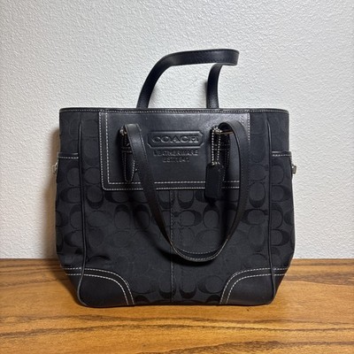 Coach Monogrammed Black Canvas and Leather Shoulder Bag Signature C F10659 *READ