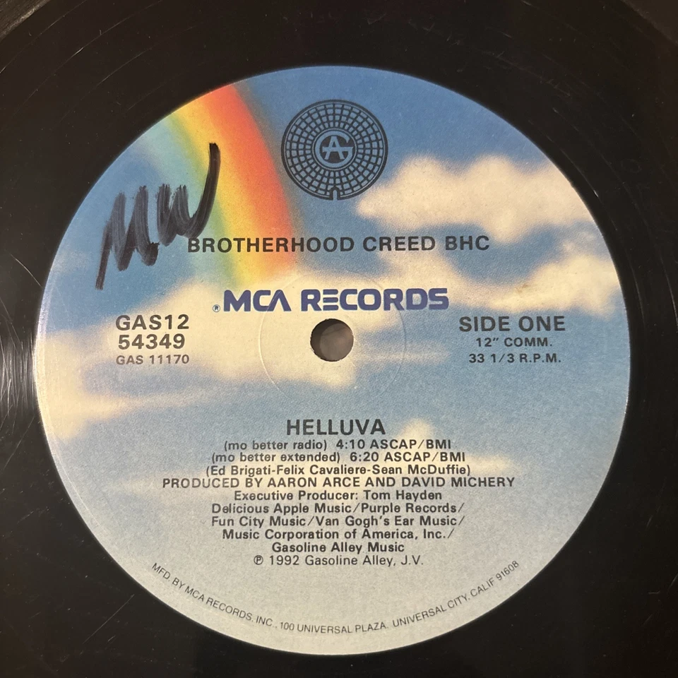 BROTHERHOOD CREED BHC Helluva 12” SINGLE 1992 GAS12 54349 VG+ Foto 4 de 4