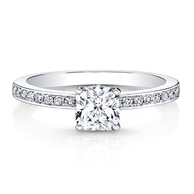 14K White Gold Cushion Cut Lab Grown Diamond Ring 0.66ct for Women