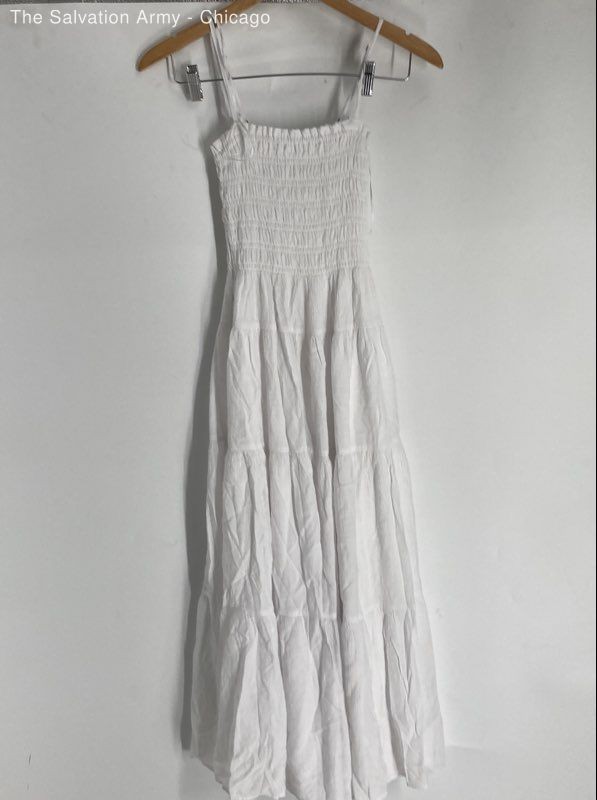 Abercrombie & Fitch Womens White Sleeveless Smocked Tiered Maxi Dress Size XS