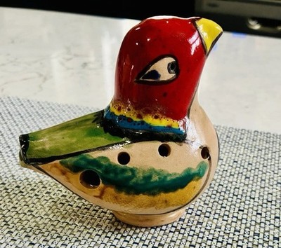 Vintage Figurine Hand Made Ceramic Bird Statue Sculpture Whistle