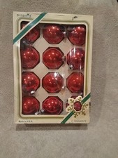 Rauch Pyramid Box Of 12 Ornaments Red Glass made in usa