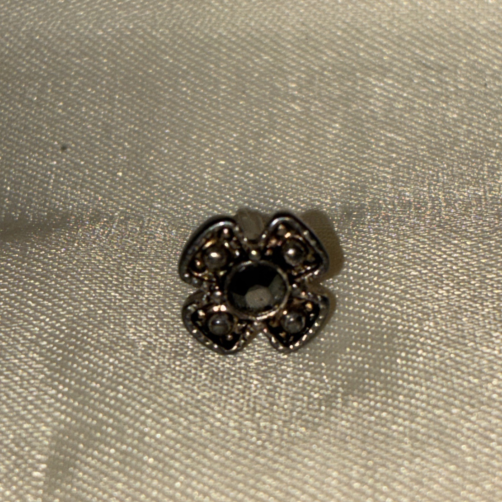 Vintage Trifari Black Rhinestone & Marcasite Clover Stud Earrings, .25 ...