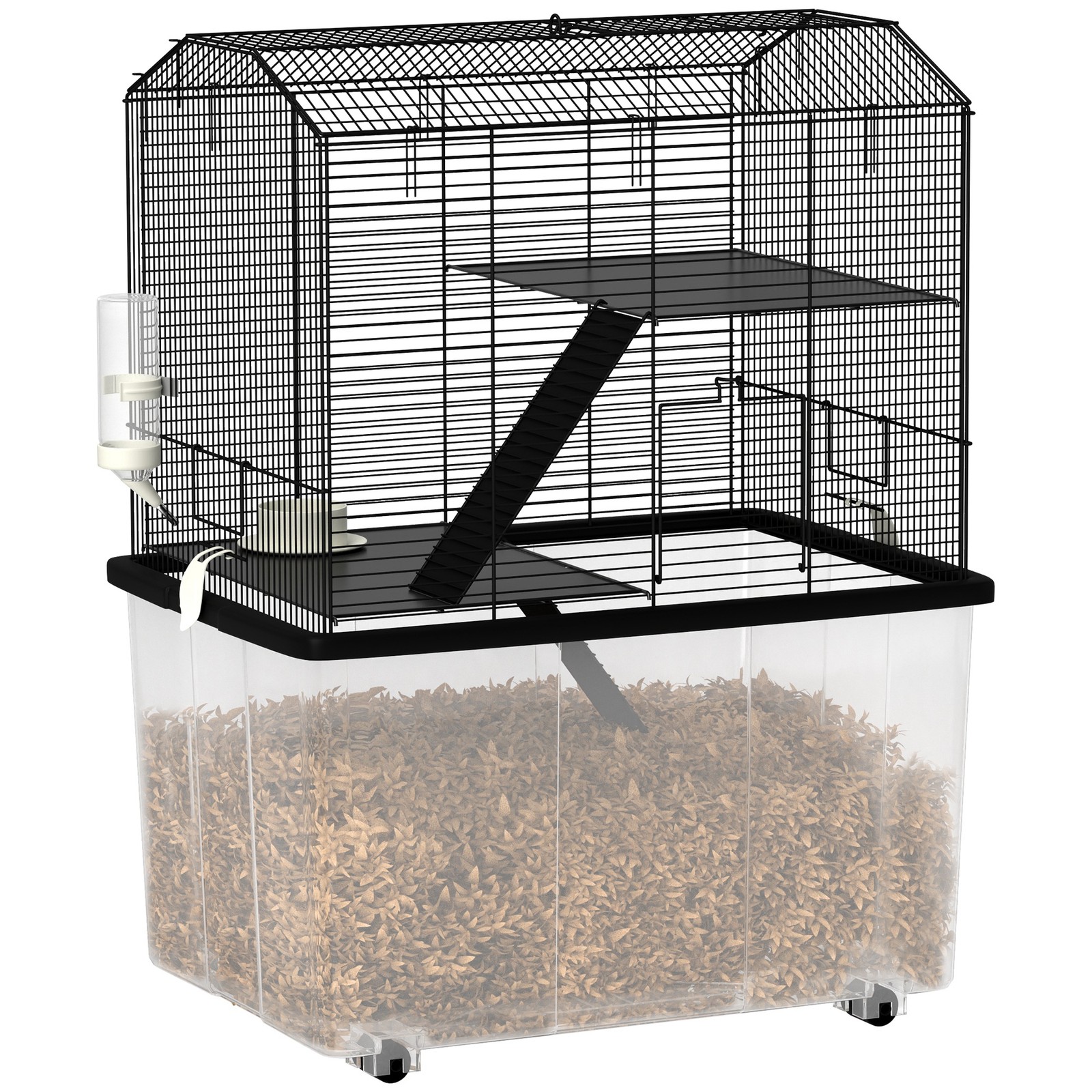 PawHut 3 Tier Hamster Cage - Deep Bottom - Black - 3 Levels - Image 2