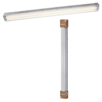 LED Feuchtraumwannenleuchte Damp Proof Essential Grau IP65 2x 15W T8 Röhre 4000K