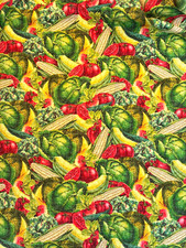 This is FreeSpirit Fabrics "Fruit Vegetable Garden Packed" cotton fabric 44''
